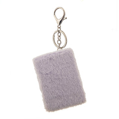 Plush Rectangular Compact Mirror with Keychain - Cute Faux Fur Double-Sided Folding Travel Mirror - Soft Fluffy Pocket Bag Charm Vanity Mirror for Women, Girls, Teens & Students 🧸✨