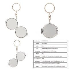 Mini Blank Compact Mirror Keychain Setting Blanks - Multi-Color Electroplated HD Folding Pocket Metal Mirror Frame for DIY Crafts, Sublimation, Resin, Cabochon Jewelry Making
