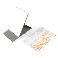 Stainless Steel Cosmetic Mirror Slim PU Leather Folding Compact Mirror, Marble Pattern Travel Makeup Mirror, Double-Sided HD Cosmetic Mirror for Women Girls, Portable Pocket Mirror for Purse Office Travel