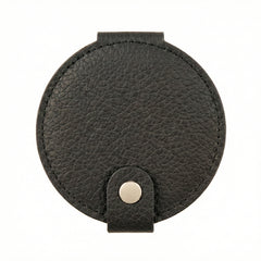 Litchi Grain PU Leather Round Compact Mirror with Snap Button Closure - Multi-Color Cute Double-Sided Folding Travel Mirror