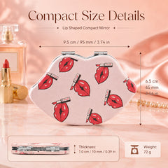 Lip-shaped compact mirror size 95 x 65 x 10 mm