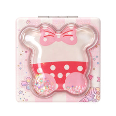 Pink bow liquid glitter compact makeup mirror