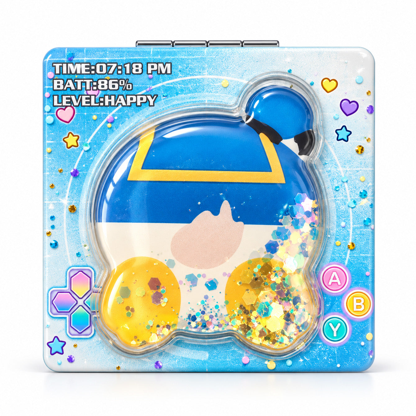 Blue gaming style shaker compact mirror
