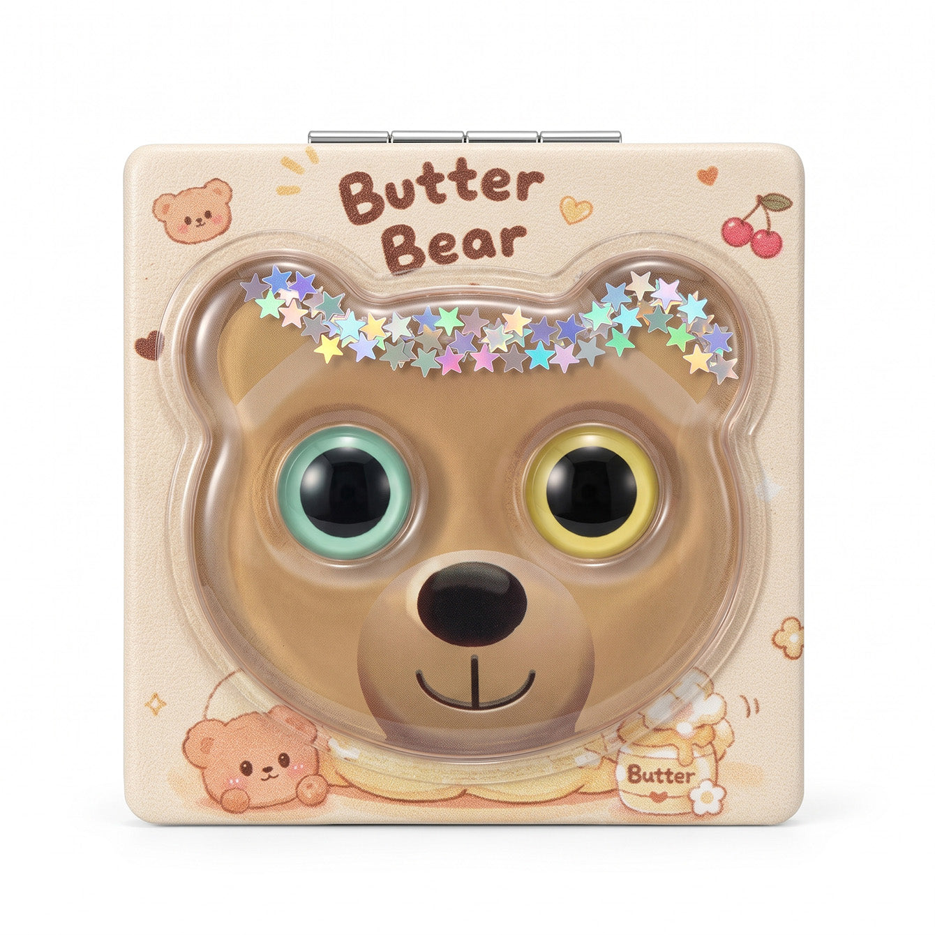 Butter Bear liquid glitter quicksand square compact mirror