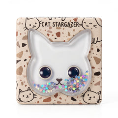 White cat liquid glitter quicksand square compact mirror