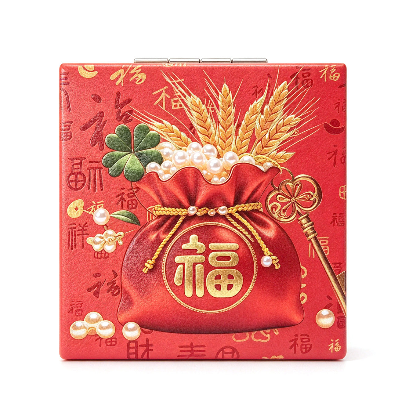 Lucky fortune bag square compact mirror back design