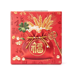 Lucky fortune bag square compact mirror back design