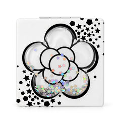 Star Bloom flower liquid glitter quicksand square compact mirror front view
