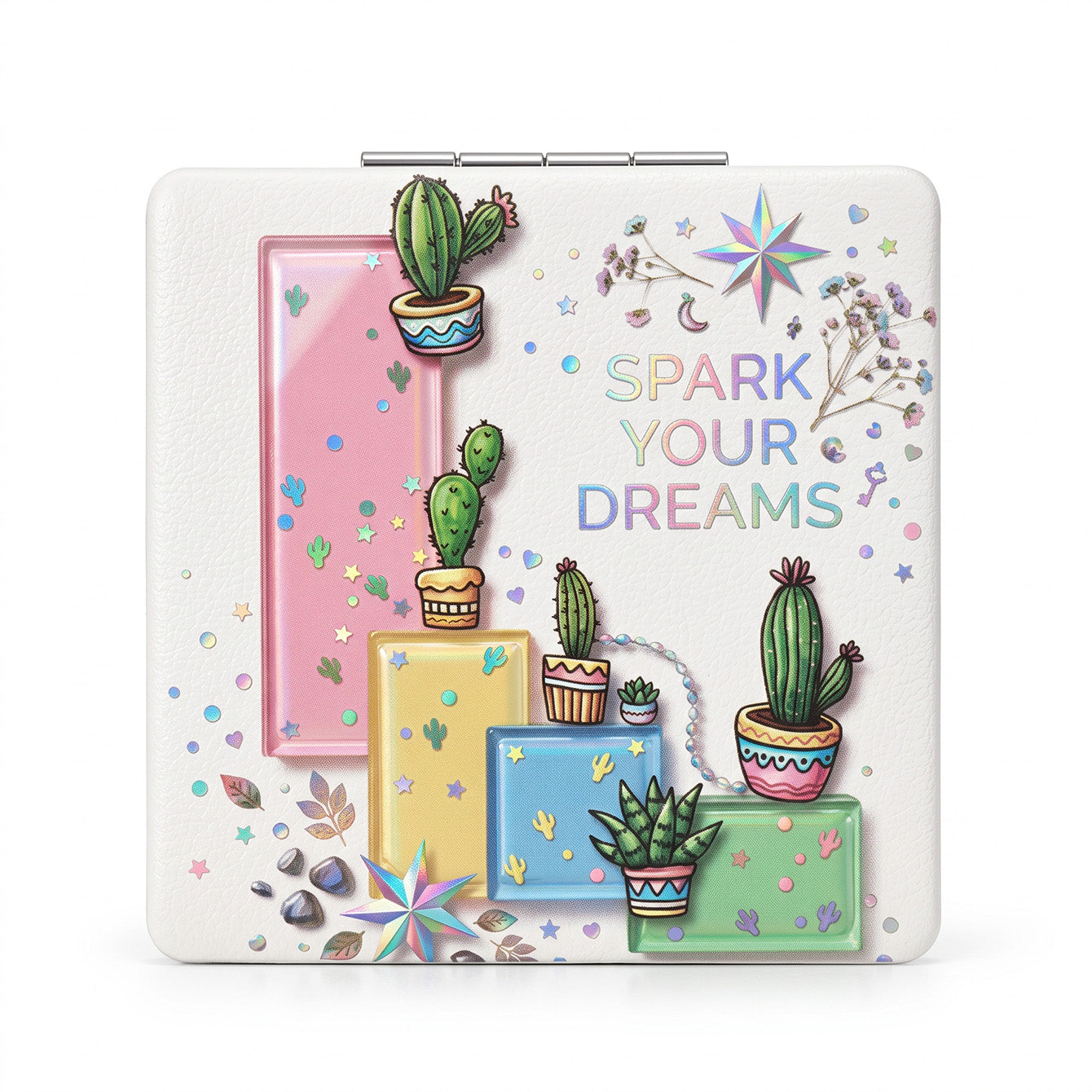 Cactus Garden square compact mirror back design