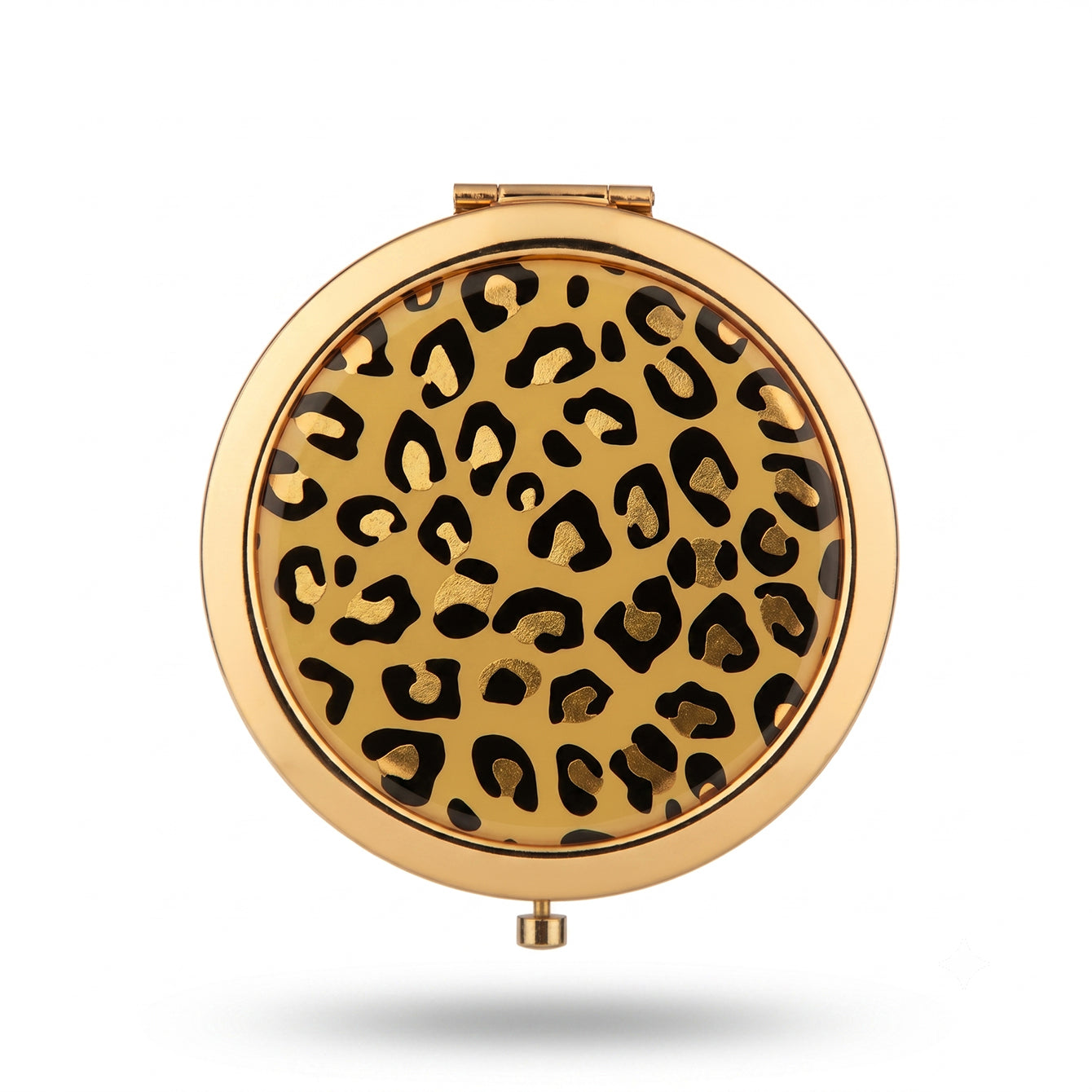 Gold leopard print epoxy folding compact mirror 1X 3X main
