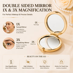 Gold leopard print epoxy folding compact mirror 1X 3X dual mirror