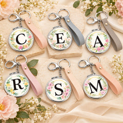 Floral initial compact mirror letter assortment