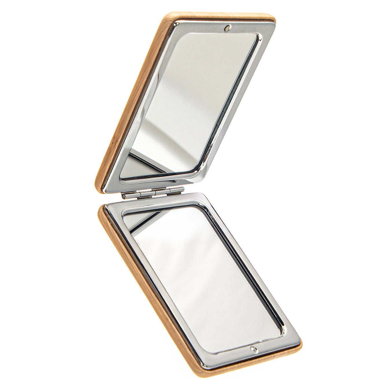 1 PC PU Leather Bread Mirror Banboo Pattern 2X Magnification Rectangle Folding Double-sided Cosmetic Mirror Elegant Bamboo Pattern Looks Beautiful Suitable As Gift For Mother Sister Girlfriend Suitable To Use At Home School Company And Other Occasions
