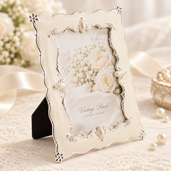 Vintage ivory zinc alloy pearl photo frame for 4x6 photo