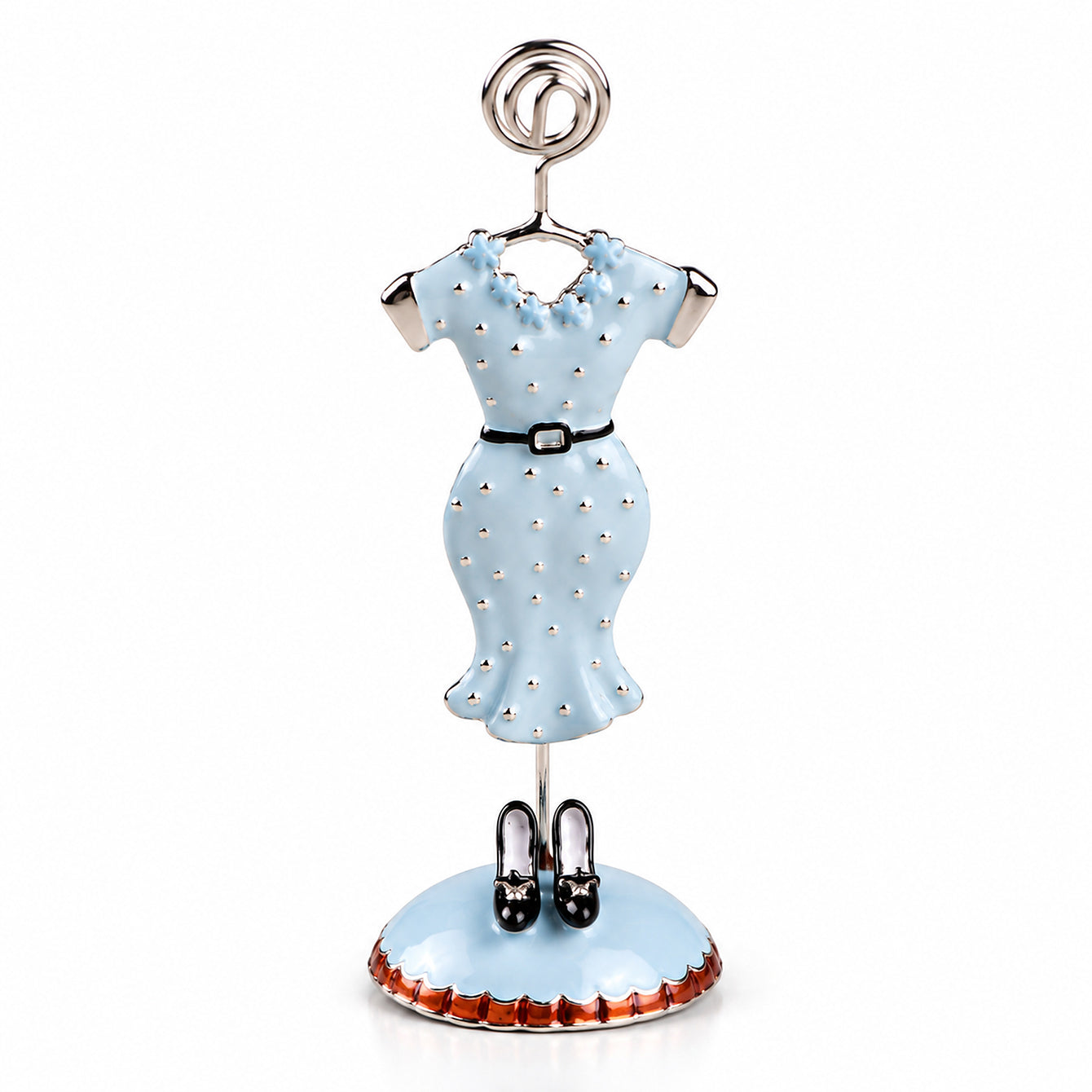 Tarjetero vestido azul claro — fondo blanco