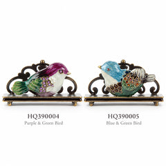 Vintage Bird Alloy Business Card Holder – Decorative Desk Name Card Stand