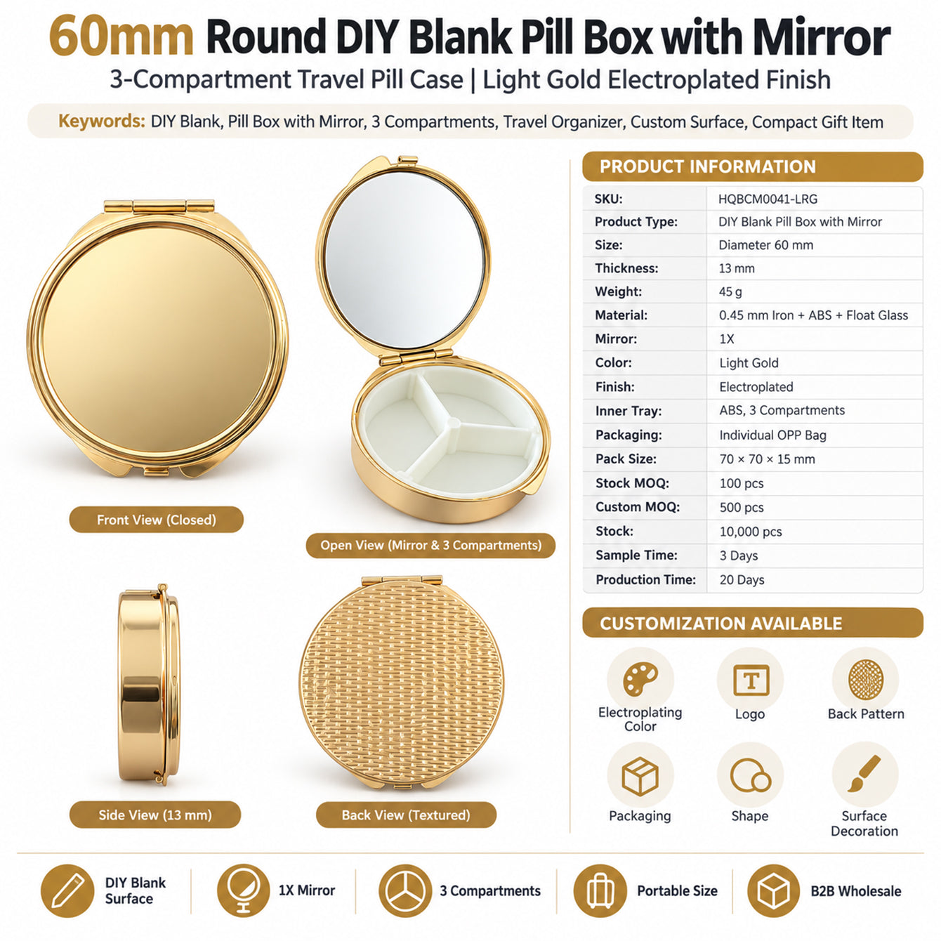 Instagram lifestyle image for DIY blank pill box with mirror
