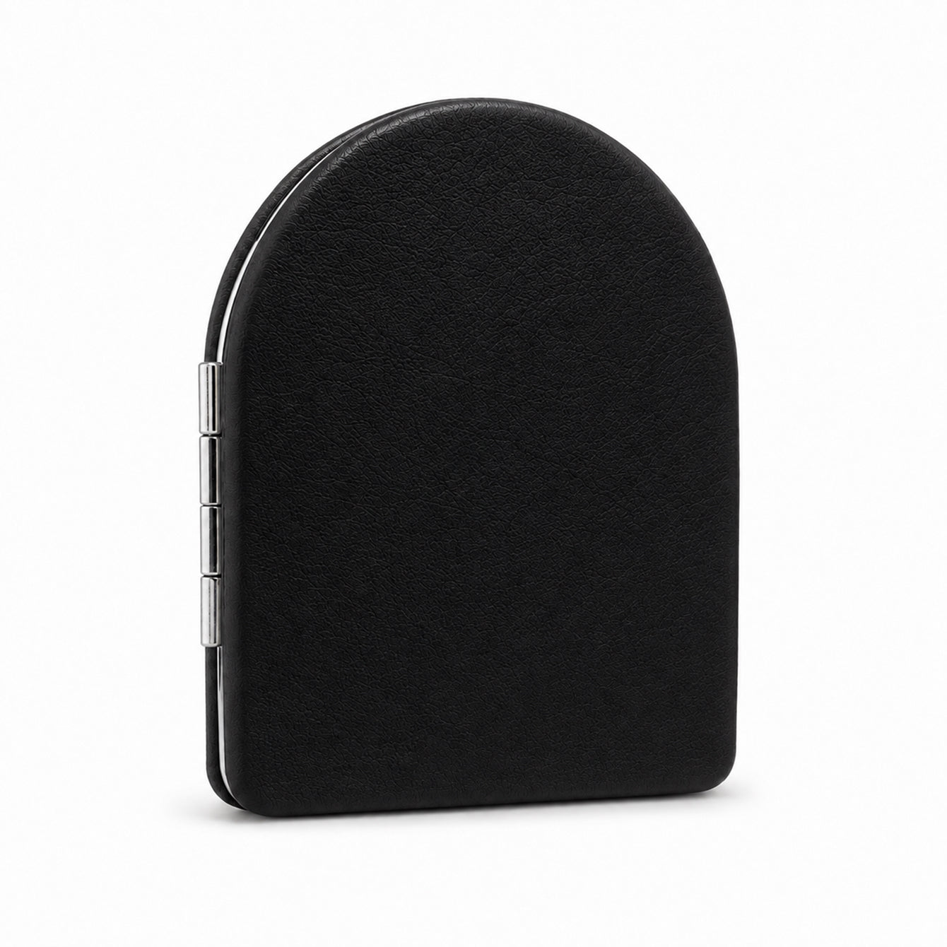 DIY Blank PU Leather Compact Mirror black variant front view