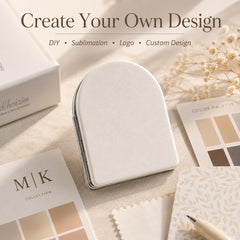 Compact white PU leather mirror carry beauty lightly lifestyle