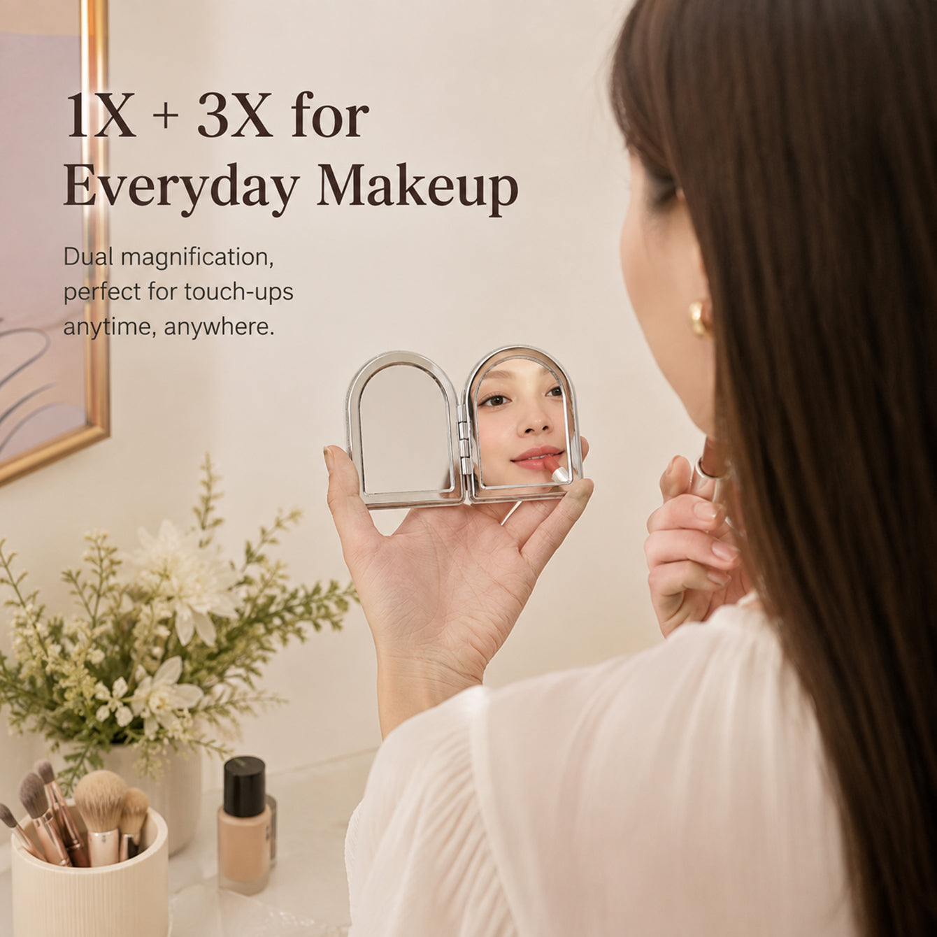 1X 3X everyday makeup compact mirror lifestyle image