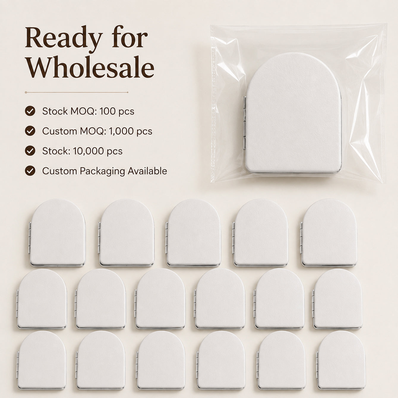 DIY Blank PU Leather Compact Mirror product information card