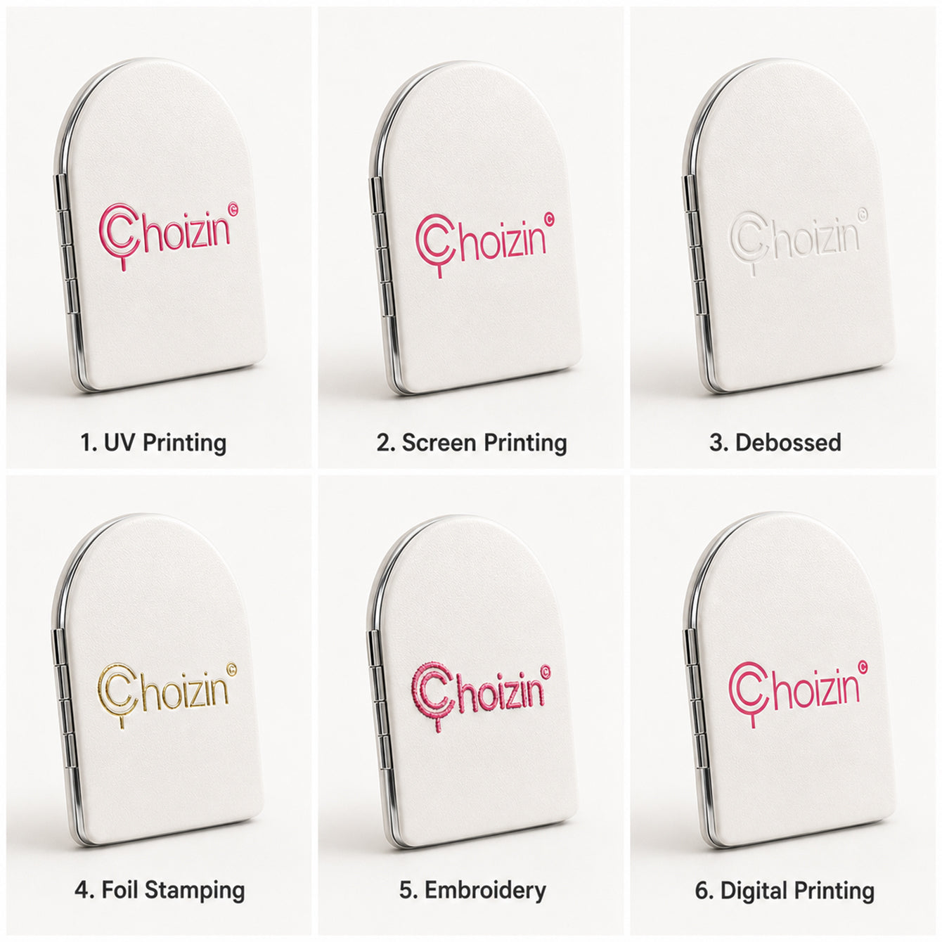 Compact white PU leather mirror everyday carry lifestyle image