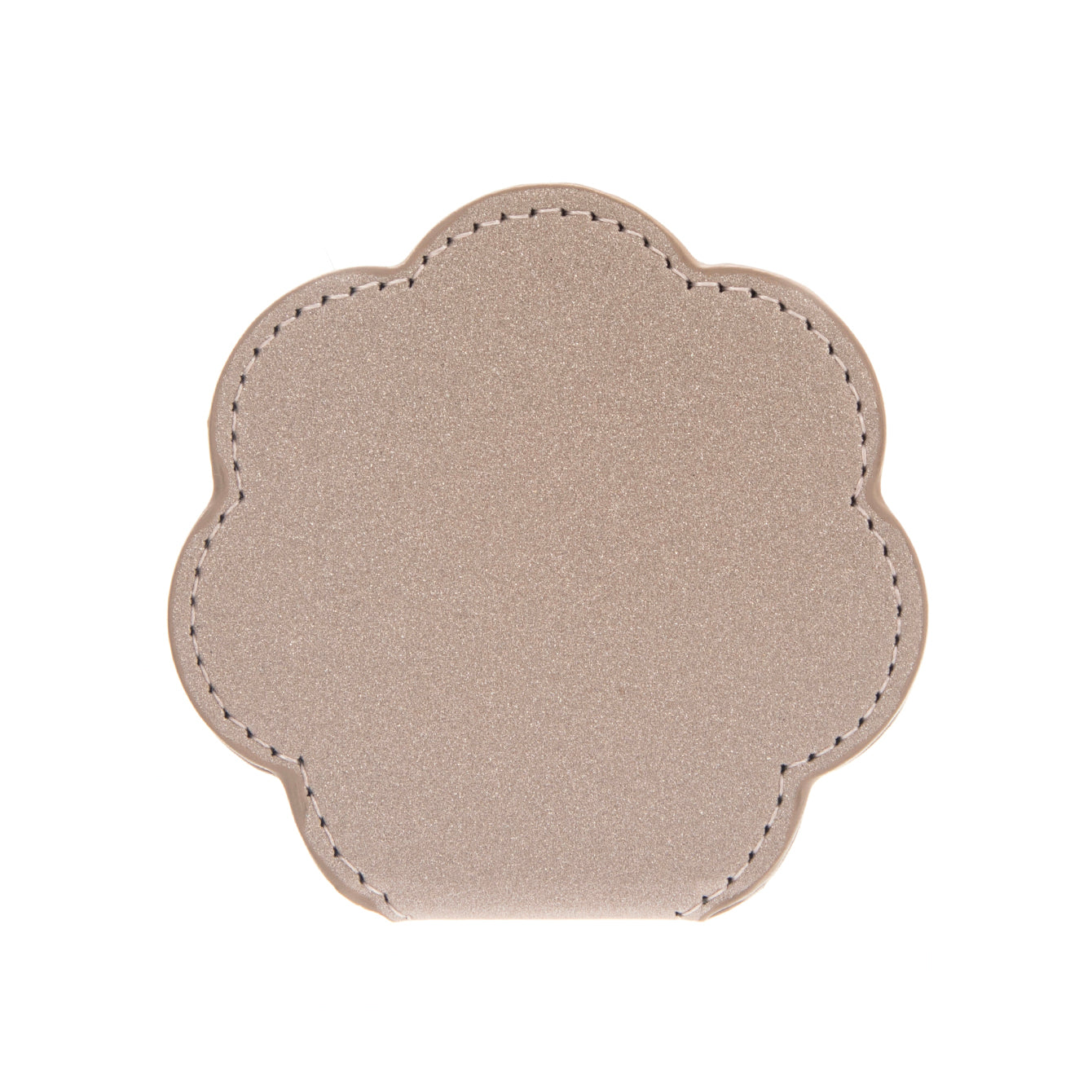 1 PC Khaki Leather Case Stainless Steel Compact Mirror Standable Single Sided Mirror Available In Oval Floral And Various Shapes Perfect For Precision Makeup Ideal Gift For Mother Daughter Sister Girlfriend Suitable For Home Office Travel And More