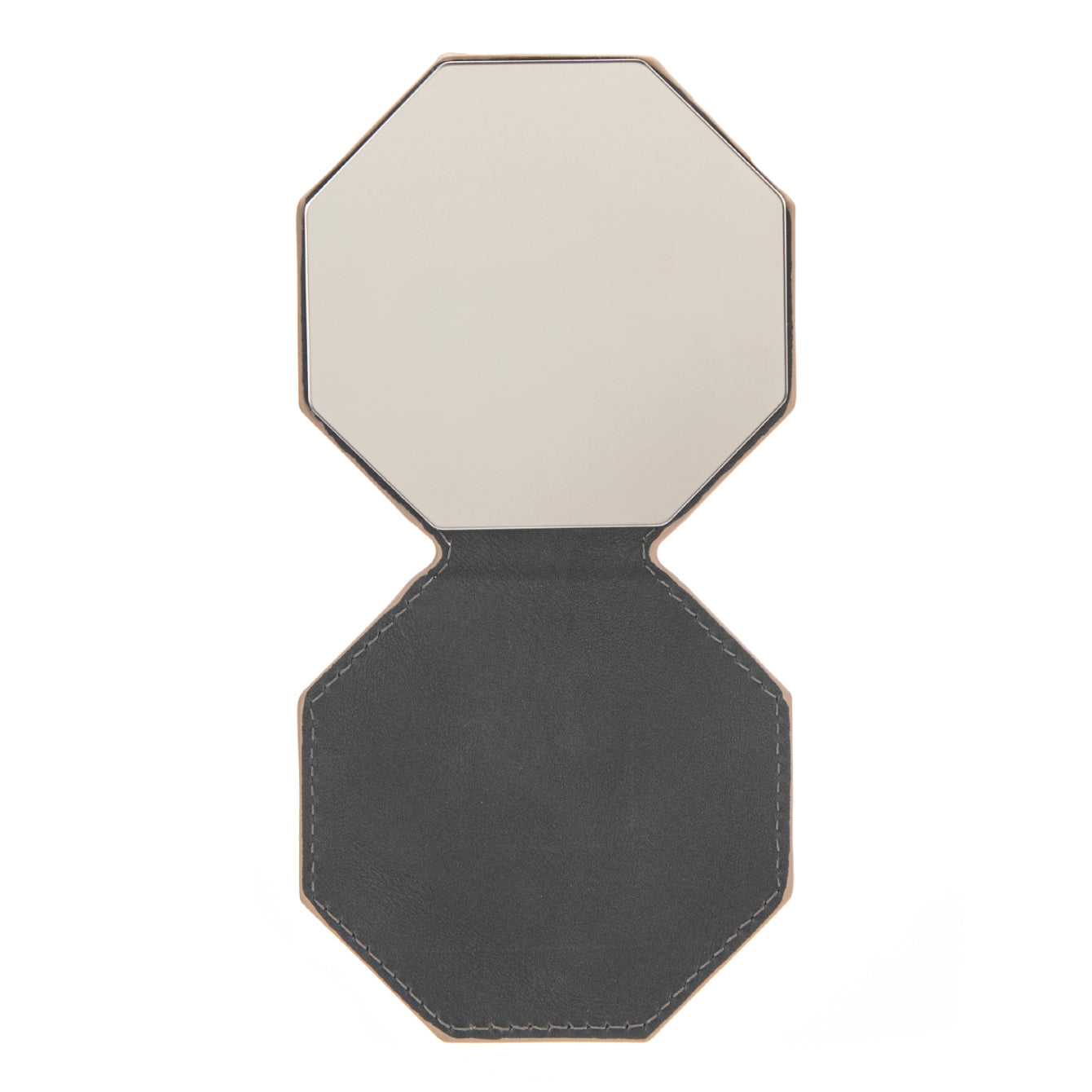 1 PC Khaki Leather Case Stainless Steel Compact Mirror Standable Single Sided Mirror Available In Oval Floral And Various Shapes Perfect For Precision Makeup Ideal Gift For Mother Daughter Sister Girlfriend Suitable For Home Office Travel And More