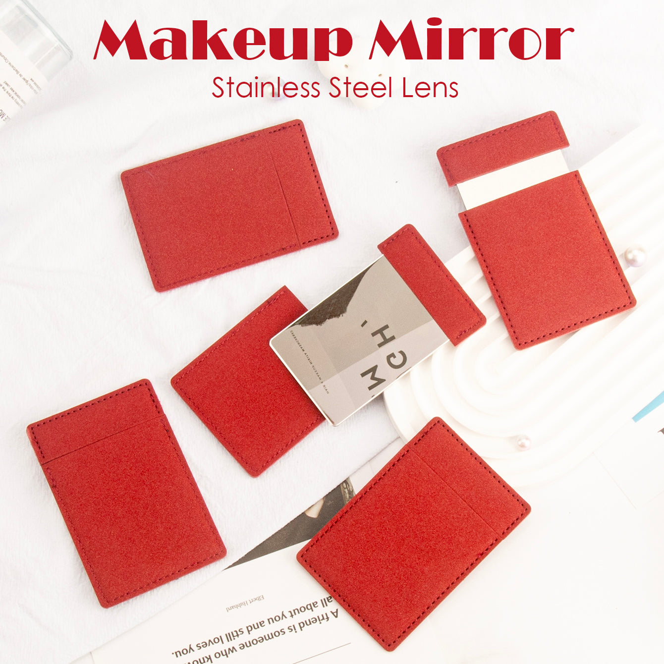 Trendy Beauty Must-Have ✨ 65mm*90mm Rectangular Pull-out Stainless Steel Makeup Mirror – Ideal for gifting! Available in black, pink, and red