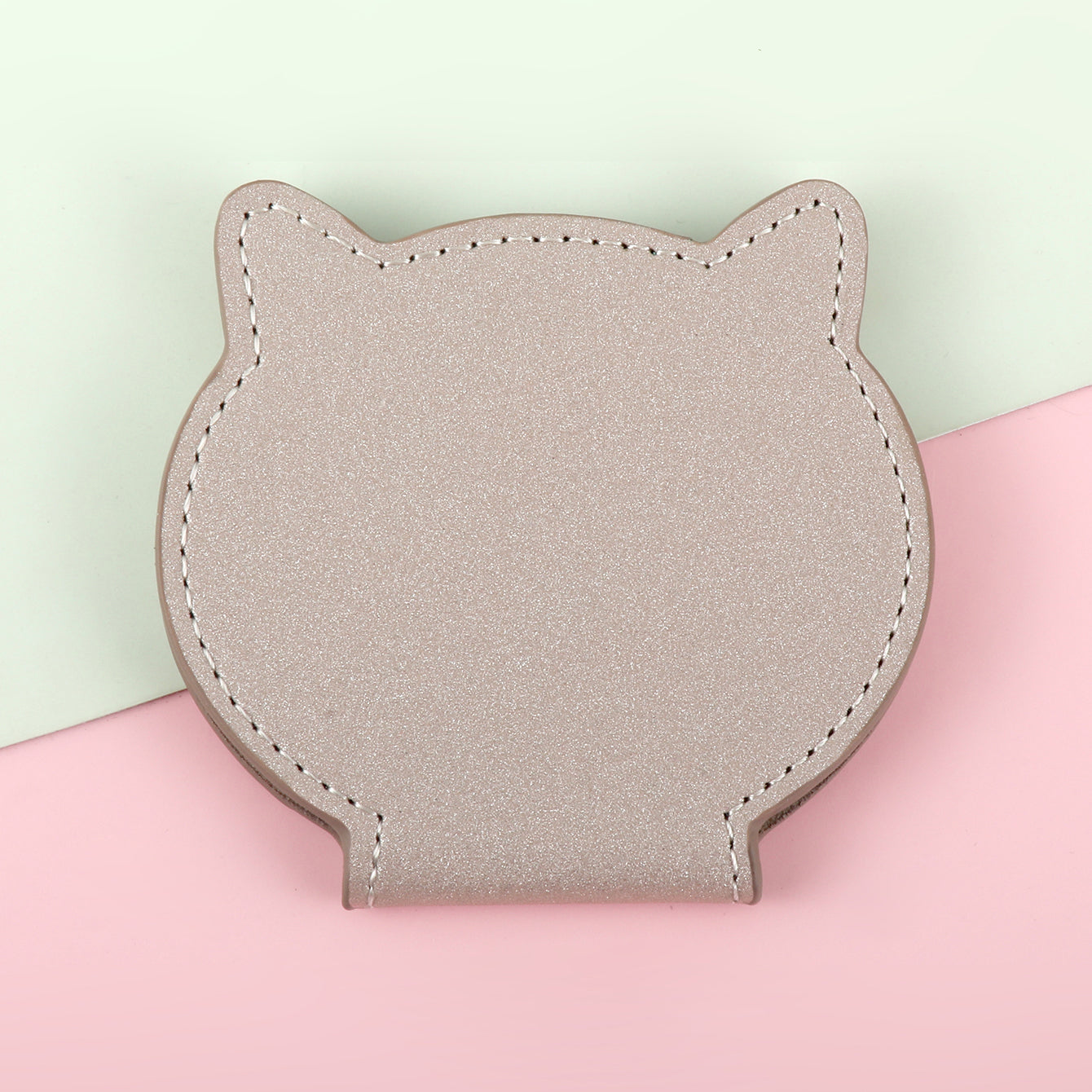 1PC Stainless Steel Makeup Mirror Heart Single Side Compact Mirror Pink And Khaki Leather Colored Letters Paints Can Be Placed Suitable For Use When Making Up Free Hands It Is The Best Choice For Home Or Gift Giving For Mother Sister And Lover