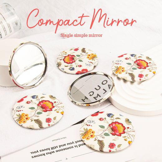 Round Single-sided Makeup Mirror Tinplate Interior Exquisite Printed Paper Shell Compact And Portable Design