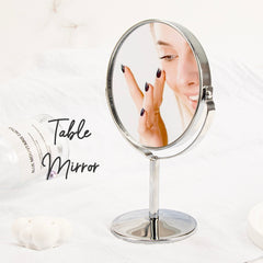 1 PC Silver Round Table Makeup Mirror With Elegant Design And HD Clarity Perfect For Home Office And Vanity Use Ideal For Precision Makeup Application A Stylish And Functional Accessory Great As A Gift For Mother Daughter Sister Or Girlfriend