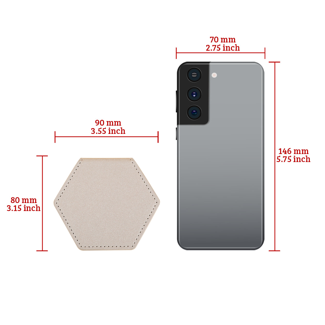 1 PC Hexagon Single-Sided Makeup Mirror Zodiac Series Premium Leather Shell Durable Stainless Steel Frame Unique Astrology Design Ideal For Personal Use Perfect Gift For Friends Or Family Compact And Portable For Home Office Or Travel