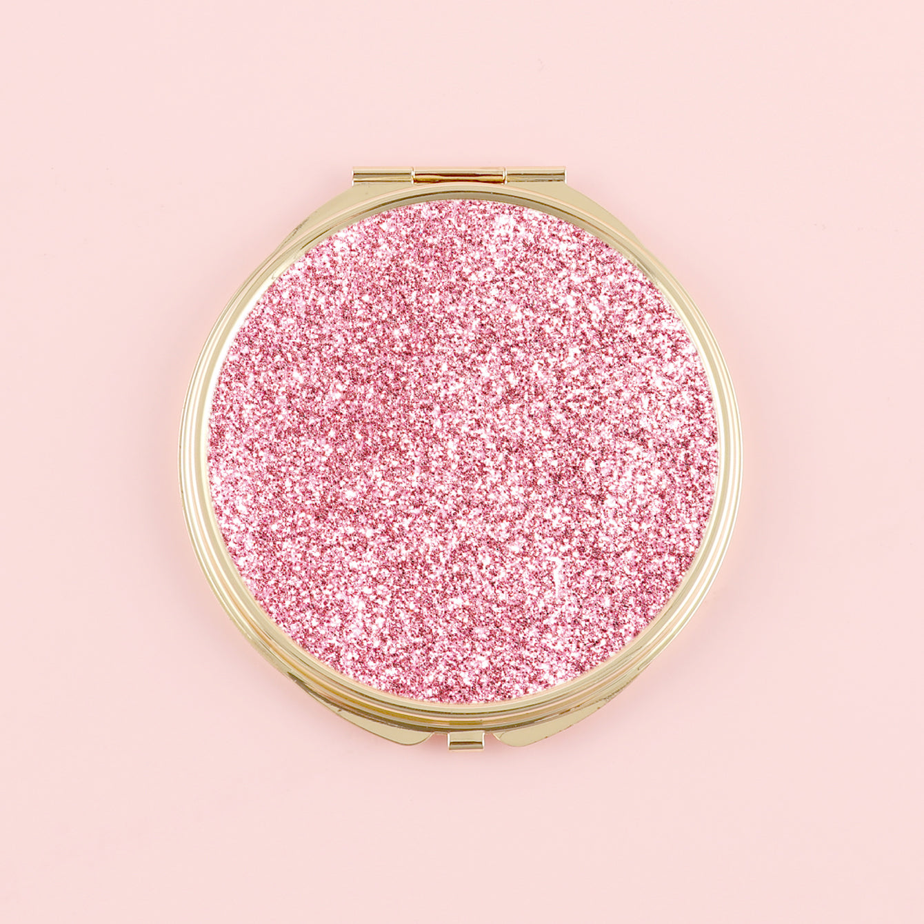 1 PC Round Double-Sided Metal Makeup Mirror Gold Frame With Shimmering Powder Decor Folding Design With 2X Magnification Ideal For Precision Makeup Perfect Gift For Mother Daughter Sister Girlfriend Suitable For Home Office Travel And More
