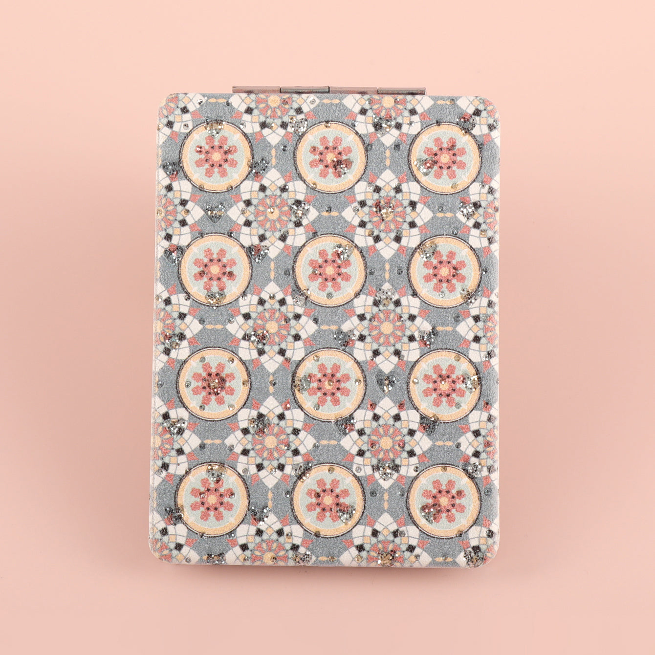 Made Of PU Glitte Eco-Friendly Leather, With A Variety Of Patterns, HD Glass Mirror, Plating Silver Metal Frame, 60*85mm Rectangular Cosmetic Mirror, Twelve Unique Styles, Perfect As A Gift! Give A Friend A Token Of Your Appreciation