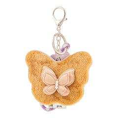 Butterfly Plush Compact Mirror with Lanyard - Cute Double-Sided Faux Fur Folding Travel Mirror - Soft Fluffy Pearl Charm Pocket Vanity Mirror for Women, Girls & Students 🦋✨