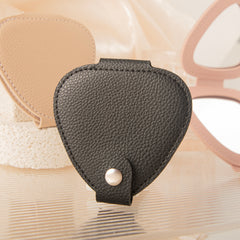 Triangle PU Leather Compact Mirror for Women & Girls, Double-Sided Folding Makeup Mirror with Snap Closure, Portable Travel Purse Mirror for Daily Touch-Ups, Eco-Friendly Pocket Cosmetic Mirror