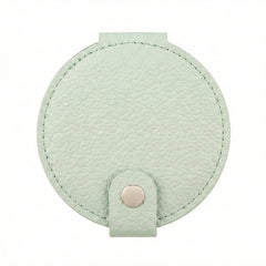 Litchi Grain PU Leather Round Compact Mirror with Snap Button Closure - Multi-Color Cute Double-Sided Folding Travel Mirror