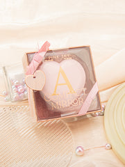 Personalized Heart Shaped Pink Aluminum Compact Mirror with Monogram Initial - Double Sided Folding Pocket Vanity Mirror with HD Glass & Optional Gift Box Package for Purse, Travel, Bridesmaids & Valentine's Day Gifts 💖🪞🎁✨