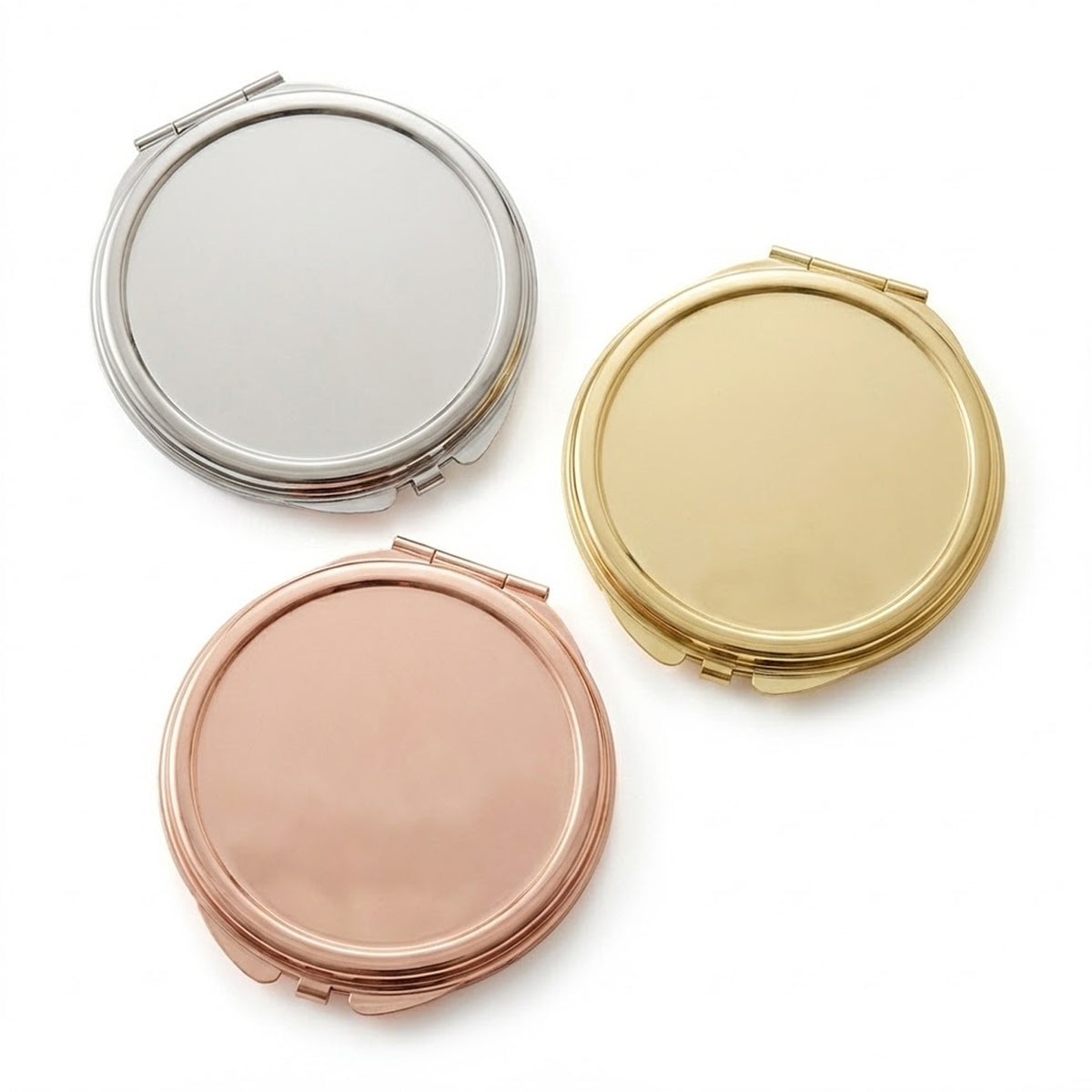 6cm Mini Round Blank Compact Mirror Setting Blanks - Multi-Color Electroplated HD Double-Sided Folding Pocket Metal Mirror Frame for DIY Crafts, Sublimation, Resin, Cabochon Jewelry Making