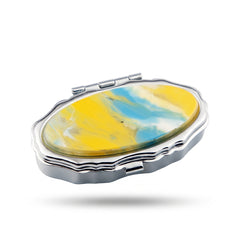 Acetate Oval Pill Box Organizer - Elegant Tortoiseshell & Marble Travel Medication Case with Metal Frame - 2-Compartment Pocket Pill Planner for Women, Seniors, & Travelers 💊🐚