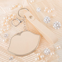 Lip-Shaped Compact Mirror Keychain - Cute Kiss Lips Double-Sided Folding Travel Mirror with Plastic Frame - Pocket Purse Charm Vanity Mirror with Wrist Lanyard for Women, Girls & Students 💋✨