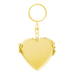 Mini Heart Shaped Compact Mirror with Keychain, Portable Double Sided Makeup Mirror, Electroplated Metal Pocket Mirror for Women, Girls, Travel and Daily Use