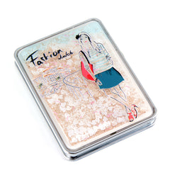 Rectangle Quicksand Compact Mirror Liquid Glitter Folding Pocket Mirror Silver Plated Dual Sided Makeup Vanity Fashion Girl Mirror