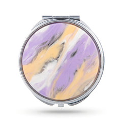 Acetate Round Compact Mirror - Elegant Tortoiseshell & Marble Pattern Double-Sided Travel Mirror with Metal Frame - Premium Pocket Mirror with 95% HD Reflectivity for Purses, Handbags & Women on the Go 🐚✨