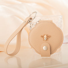 Vintage PU Leather Compact Mirror – Portable Double-Sided Folding Travel Mirror – High-Definition Makeup Mirror