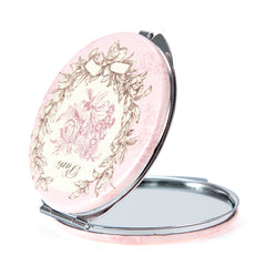 Vintage Floral Compact Makeup Mirror Pocket Folding Double Sided PU Leather Metal Cosmetic Mirror for Purse