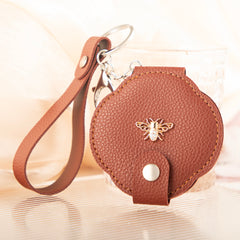 Vintage PU Leather Compact Mirror – Portable Double-Sided Folding Travel Mirror – High-Definition Makeup Mirror
