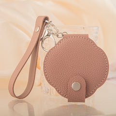 Vintage PU Leather Compact Mirror – Portable Double-Sided Folding Travel Mirror – High-Definition Makeup Mirror