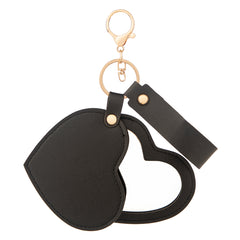 Heart-Shaped PU Leather Compact Mirror Keychain - Multi-Color Cute HD Swivel Folding Double-Sided Travel Mirror